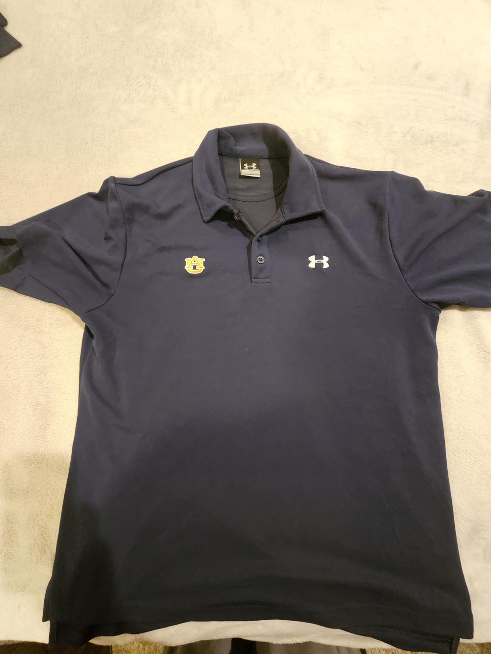 Under Armour Mens Large Auburn Tigers Performance Golf Polo Shirt Navy Blue NCAA